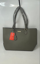 Load image into Gallery viewer, Bagsure Womens Gray Bottom Studs Double Handle Shoulder Handbag With Tag
