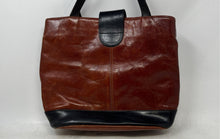 Load image into Gallery viewer, Unbranded Womens Brown And Black Leather Inner Pocket Shoulder Tote Bag
