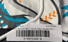 Load image into Gallery viewer, Mens Black Aqua Florida Marlins Logo Hooded 1/4 Zip Windbreaker Jacket Size XXL
