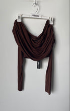 Load image into Gallery viewer, Fashion Nova Womens Brown Off The Shoulder Cropped Blouse Top Size S With Tag

