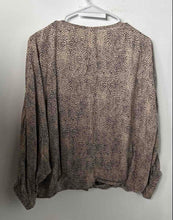 Load image into Gallery viewer, Zara Womens Beige Black Animal Print Long Sleeve Blouse Top Size Large
