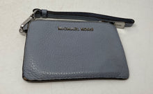 Load image into Gallery viewer, Michael Kors Womens Blue Pebbled Leather Detachable Strap Mercer Coin Wallet
