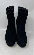 Load image into Gallery viewer, Express Womens Black Leather Round Toe Block Heel Ankle Booties Size 8
