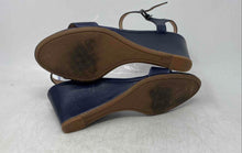 Load image into Gallery viewer, Antonio Melani Womens Blue Leather Open Toe Wedge Ankle Strap Sandals Size 7.5 M
