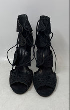 Load image into Gallery viewer, Schutz Womens Black Peep Toe Lace-Up Stiletto Strappy Heels Size 7.5 B
