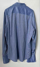 Load image into Gallery viewer, Banana Republic Mens Blue Printed Fitted Long Sleeve Dress Shirt Size L 16-16.5
