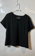 Load image into Gallery viewer, Banana Republic Womens Black Short Sleeve Split Neck Blouse Top Size Large
