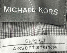 Load image into Gallery viewer, Michael Kors Mens Gray Plaid Print Collared Long Sleeve Dress Shirt Size Large
