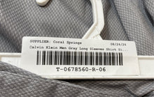 Load image into Gallery viewer, Calvin Klein Mens Gray Slim Fit Long Sleeve Collared Dress Shirt Size Large
