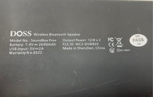Load image into Gallery viewer, Doss SoundBox Pro+ Wireless Bluetooth Black Portable Speaker Untested
