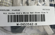 Load image into Gallery viewer, Nike Kids Air Jordan 4 Retro 408452-161 White Red Lace-Up Sneaker Shoes Size 7Y

