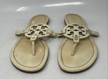 Load image into Gallery viewer, Authentic Tory Burch Womens Miller Cream Leather Thong Sandals Size 9.5M Stained
