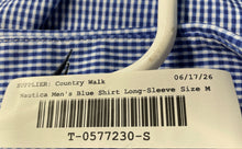 Load image into Gallery viewer, Nautica Mens Blue White Check Long Sleeve Collared Slim Fit Dress Shirt Size M
