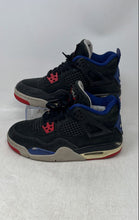 Load image into Gallery viewer, Nike Boys Air Jordan 4 Retro Black Red Blue Lace-Up Sneaker Shoes Size 4Y
