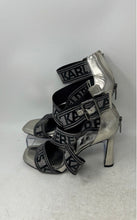 Load image into Gallery viewer, Karl Lagerfeld Paris Womens Careliz Silver Black Open Toe Strappy Sandals Sz 9M
