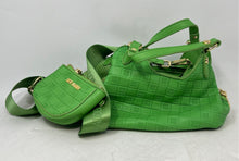 Load image into Gallery viewer, Steve Madden Womens Green Embossed Monogram Zip Top Shoulder Handbag And Wallet
