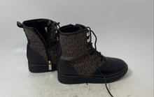 Load image into Gallery viewer, Michael Kors Womens Haskell Brown And Black Monogram Lace-Up Combat Boots Size 2
