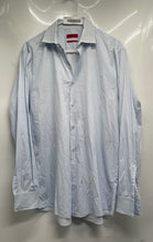 Load image into Gallery viewer, Hugo Boss Mens White Blue Long Sleeve Collared Slim Fit Dress Shirt Sz 16 34/35
