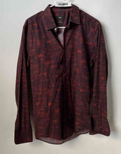 Load image into Gallery viewer, Hugo Boss Mens Red Printed Cotton Slim Fit Long Sleeve Button-Up Shirt Size M
