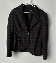 Load image into Gallery viewer, Sharagano Signature Womens Gray Check Long Sleeve Two-Button Blazer Size L
