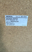 Load image into Gallery viewer, Sony Model No. SS-D117 Black 3-Way Wired Bookshelf Speaker System Not Tested
