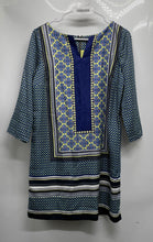 Load image into Gallery viewer, The Limited Womens Multicolor Geometric 3/4 Sleeve Back Zip Shift Dress Size M
