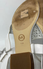 Load image into Gallery viewer, Michael Kors Womens White Leather Open Toe Block Heel Thong Sandals Size 7.5 M
