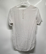 Load image into Gallery viewer, H&amp;M Womens White Black Striped Short Sleeve Crew Neck Blouse Top Size 4
