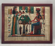 Load image into Gallery viewer, Ancient Egyptian Papyrus Painting Nefertari Offerings Scene Frame Wall Decor Art
