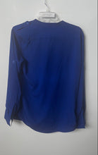 Load image into Gallery viewer, Calvin Klein Womens Blue Long Sleeve Split Neck Button Front Blouse Top Size M
