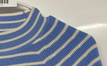 Load image into Gallery viewer, Ann Taylor Womens Blue White Striped Short Sleeve Pullover Sweater Size M
