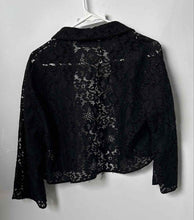 Load image into Gallery viewer, Zara Womens Black Long Sleeve Collared Button Front Cropped Blouse Top Size S
