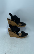 Load image into Gallery viewer, American Eagle Womens Black Open Toe Wedge Heel Slingback Sandals Size 6.5

