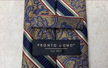 Load image into Gallery viewer, Pronto Uomo Mens Blue Multicolor Floral Silk Keeper Loop Designer Tie
