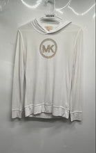 Load image into Gallery viewer, Michael Kors Womens White Studded Logo Long Sleeve Pullover Hoodie Size M
