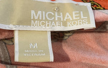 Load image into Gallery viewer, Michael Kors Womens Orange Chain And Rope Print Lace-Up V-Neck Blouse Top Size M
