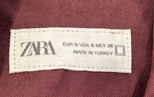 Load image into Gallery viewer, Zara Womens Wine Short Sleeve Pockets Collared Utility Button-Up Shirt Size S
