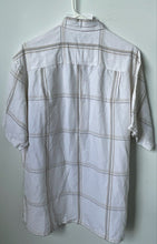 Load image into Gallery viewer, Alfani Mens White Brown Plaid Print Short Sleeve Button-Up Shirt Size L
