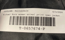 Load image into Gallery viewer, Michael Kors Womens Brown Black Animal Print Open Front Cropped Jacket Size M
