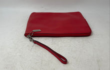 Load image into Gallery viewer, Coach Womens Red Leather Charm Zipper Mini Wristlet Wallet
