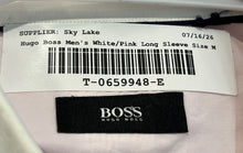 Load image into Gallery viewer, Hugo Boss Mens White Pink Collared Long Sleeve Button-Up Shirt Size Medium
