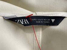 Load image into Gallery viewer, Zara Womens Off White Long Sleeve V-Neck Cropped Casual Jacket Size Small
