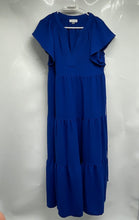 Load image into Gallery viewer, Calvin Klein Womens Blue Short Sleeve V-Neck Tiered Maxi Dress Size 10
