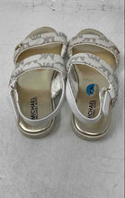 Load image into Gallery viewer, Michael Kors Girls White Monogram Open Toe Flat Slingback Sandals Size 10
