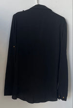 Load image into Gallery viewer, Michael Kors Womens Black Collared Long Sleeve Blouse Top Size Large
