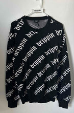 Load image into Gallery viewer, Forever 21 Mens Black White Drippin Print Crew Neck Pullover Sweater Size Large
