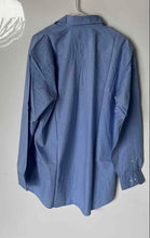 Load image into Gallery viewer, DKNY Mens Sky Blue Plaid Cotton Pointed Collar Long Sleeve Dress Shirt Size 16
