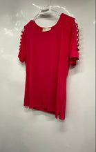 Load image into Gallery viewer, Michael Kors Womens Pink Short Sleeve Round Neck Regular Fit Blouse Top Size M

