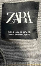 Load image into Gallery viewer, Zara Womens Gray Denim Long Sleeve Button Front Cropped Jacket Size Small
