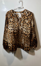 Load image into Gallery viewer, Sioni Womens Brown Animal Print Long Sleeve Blouse Top Size Medium With Tag
